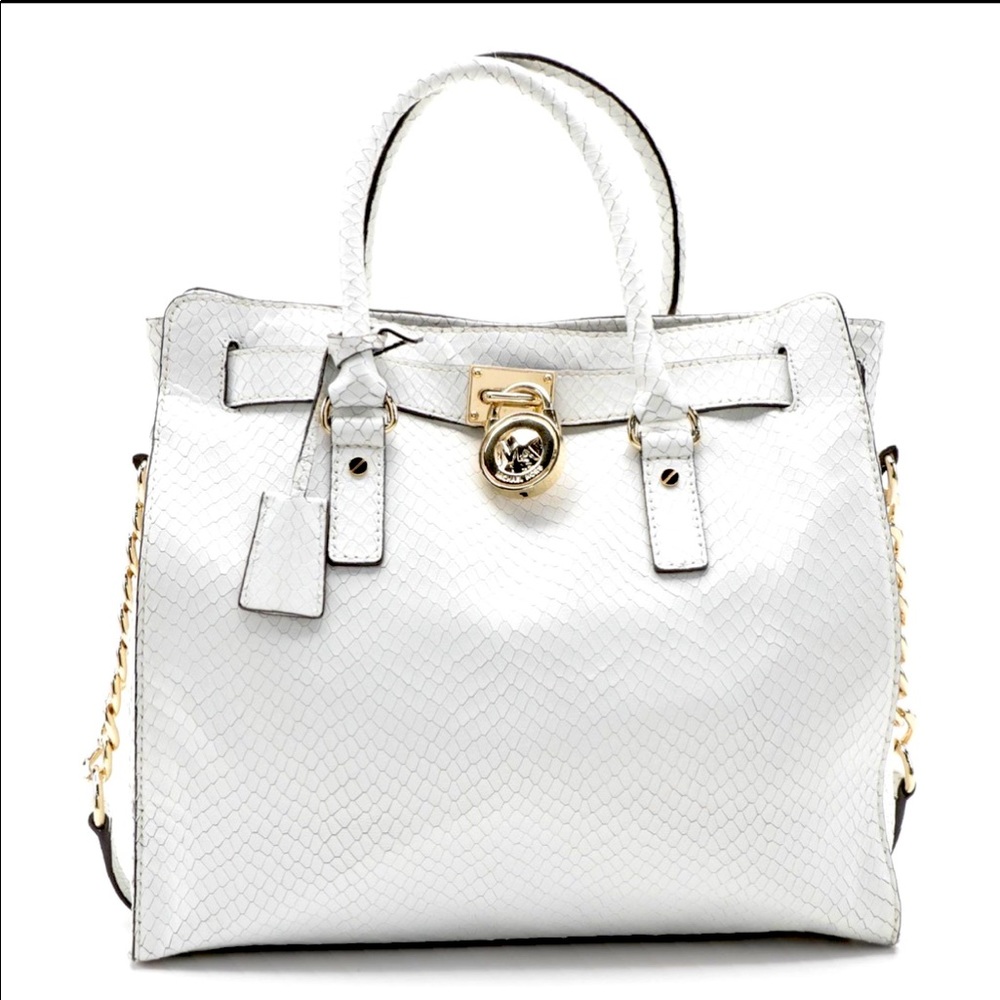 MK  Hamilton Bag in Snakeskin embossed leather and is more beautiful in person!